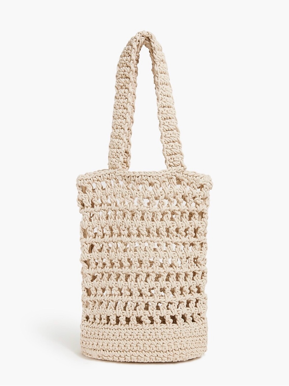 J.Crew NWT Large Crochet Cotton Tote Bag Natural Ivory